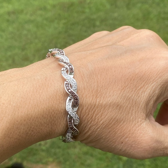 Danbury Mint Sterling Silver bracelet w/ mocha & clear simulated diamonds - Picture 16 of 16